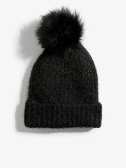 Love & Roses Black Cosy Pom Hat