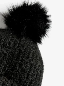 Love & Roses Black Cosy Pom Hat