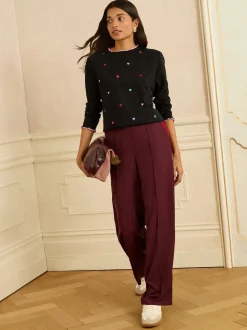 Love & Roses Black Embroidered Detail Knitted Jumper