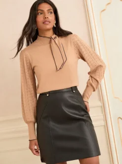 Love & Roses Black Faux Leather Mini Skirt