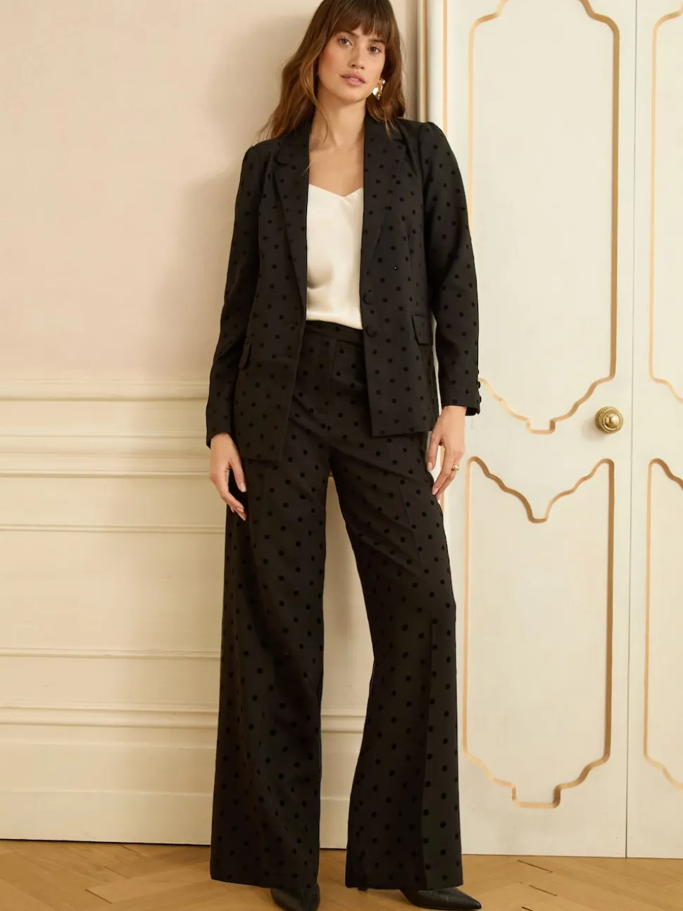Love & Roses Black Flocked Spot Blazer
