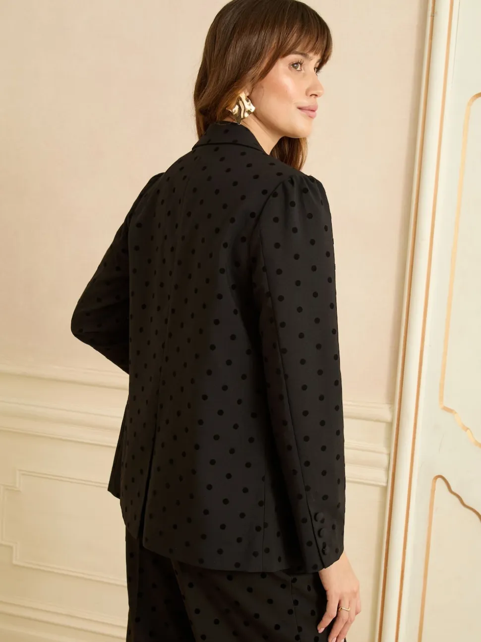 Love & Roses Black Flocked Spot Blazer