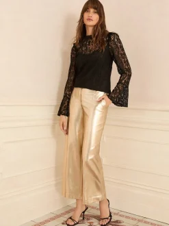 Love & Roses Black Lace Flute Sleeve Blouse