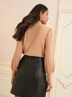 Love & Roses Black Petite Faux Leather Mini Skirt