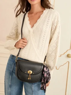 Love & Roses Black Suedette Saddle Cross-Body Bag