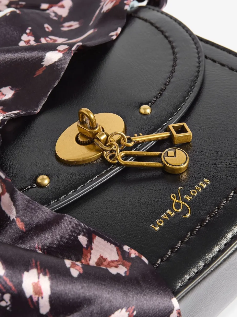 Love & Roses Black Suedette Saddle Cross-Body Bag