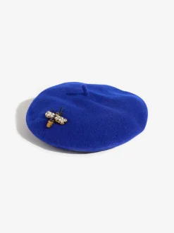 Love & Roses Blue Embellished Beret Hat