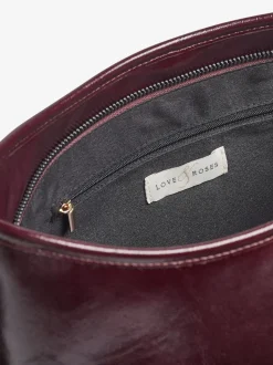 Love & Roses Burgundy Woven Slouchy Tote Bag