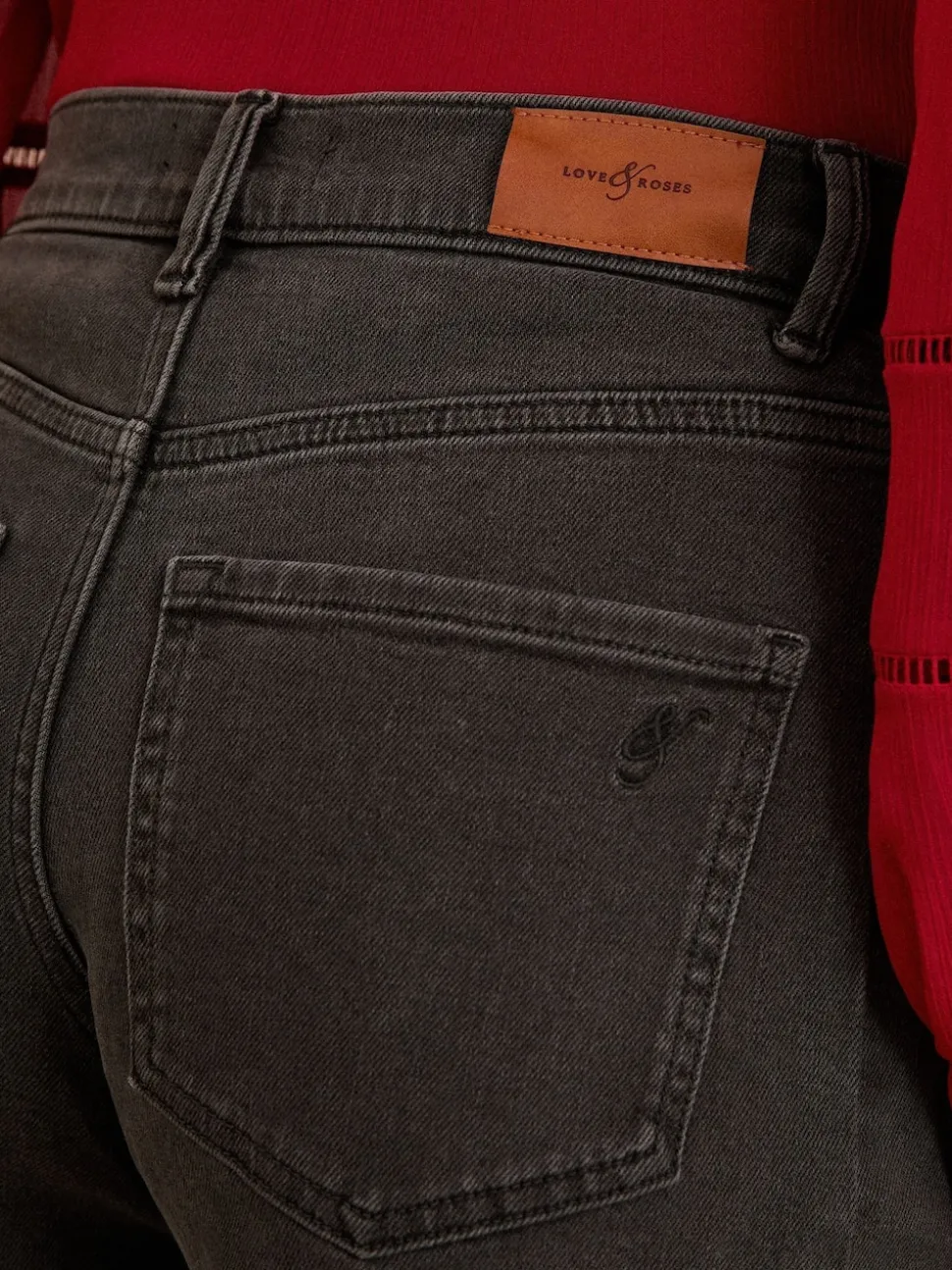 Love & Roses Charcoal Grey Barrel Leg Jeans