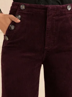 Love & Roses Cherry Red Corduroy Straight Trousers