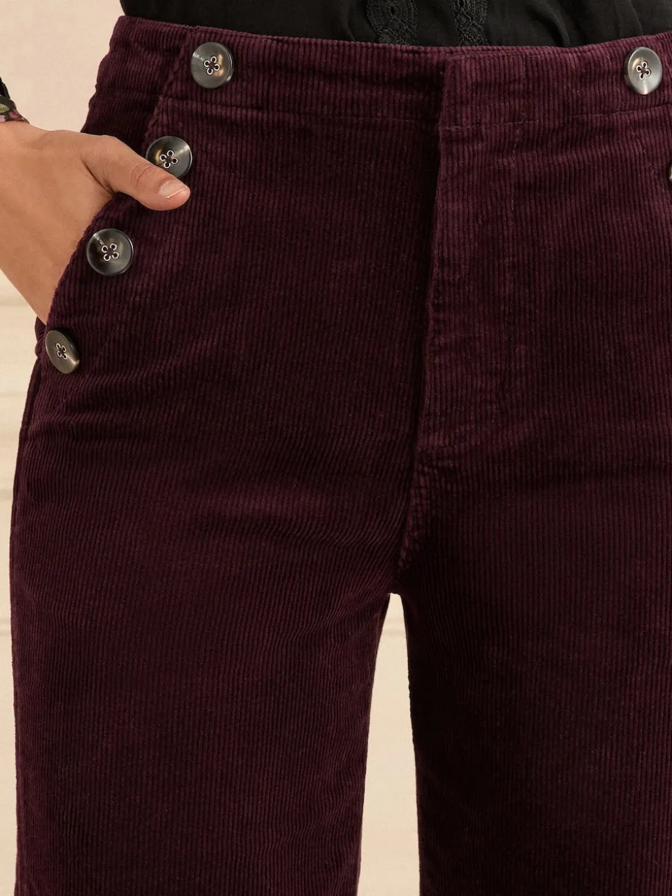 Love & Roses Cherry Red Corduroy Straight Trousers