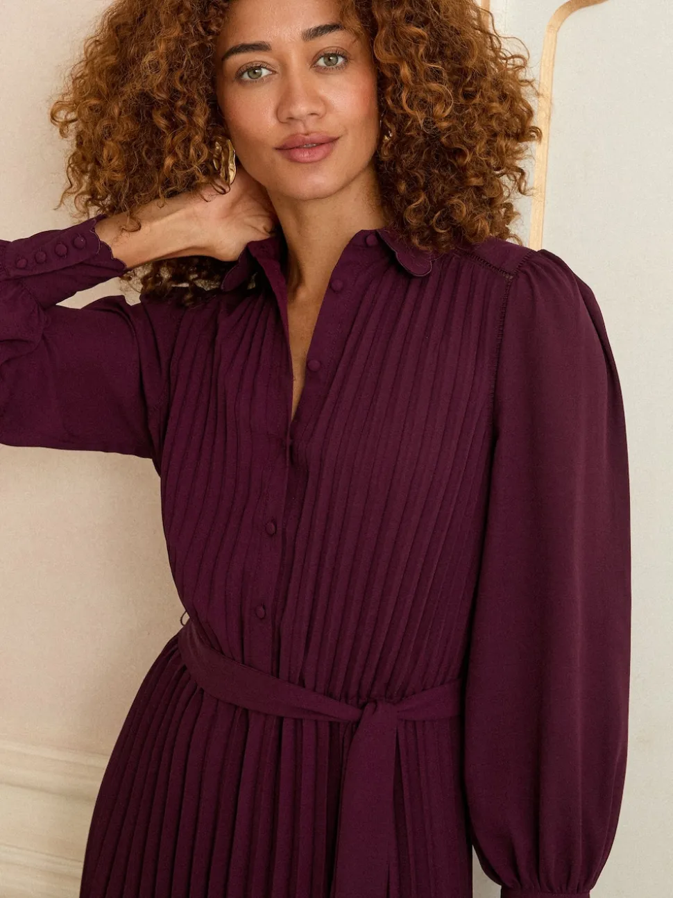 Love & Roses Cherry Red Petite Pleated Detail Midi Dress