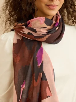 Love & Roses Chocolate and Pink Leo Print Lightweight Scarf