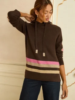 Love & Roses Chocolate Brown Multi Lurex Stripe Stripe Metallic Hoodie