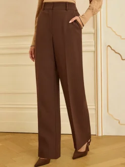 Love & Roses Chocolate Brown Wide Leg Trousers
