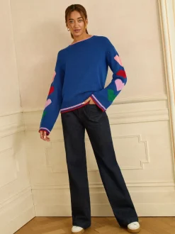 Love & Roses Cobalt Blue Crew Neck Cosy Jumper