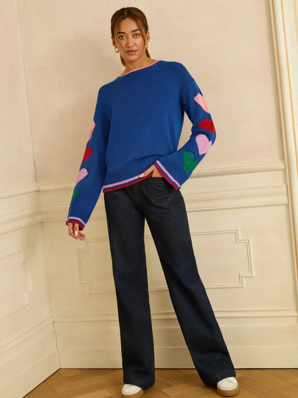Love & Roses Cobalt Blue Crew Neck Cosy Jumper