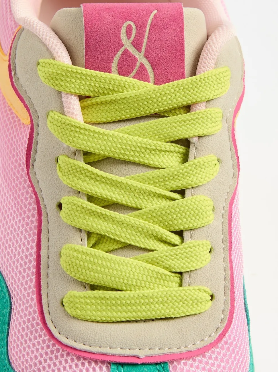 Love & Roses Green Pink Multi Mix Material Retro Comfort Jogger Trainers