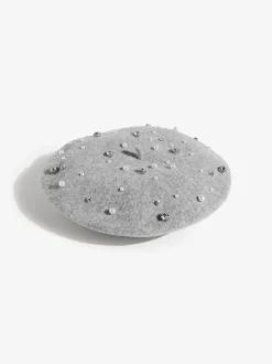 Love & Roses Grey Embelished Beret Hat