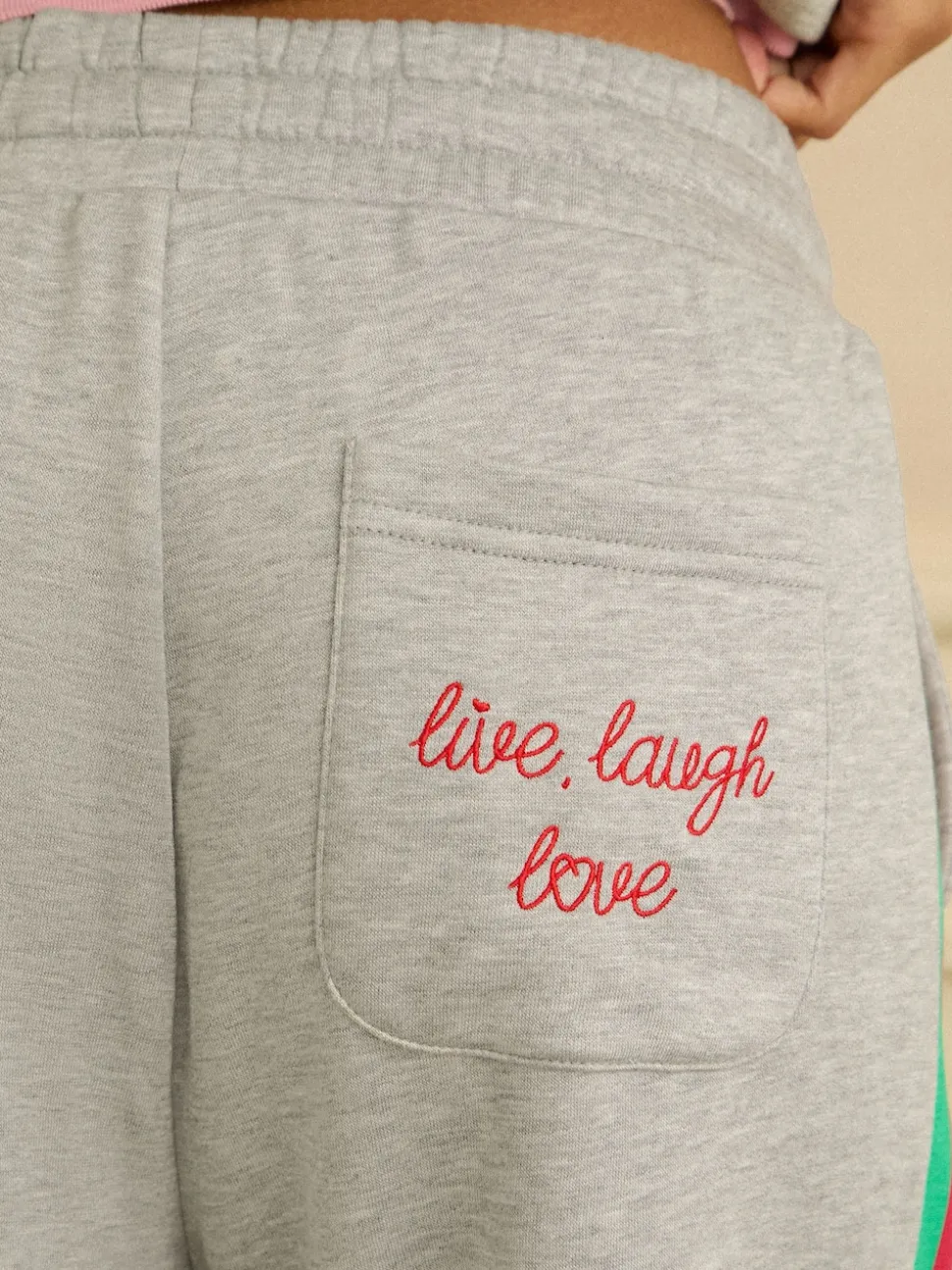 Love & Roses Grey Rainbow Tipped Jersey Loungewear Bottoms