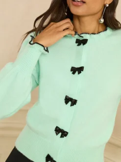 Love & Roses Mint Green Bow Detail Knitted Jumper