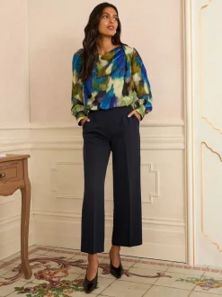 Love & Roses Multi Long Sleeve Satin Cowl Neck Blouse