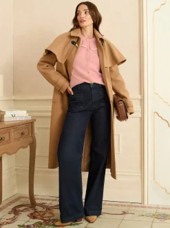 Love & Roses Pale Pink Cosy Pointelle Sleeve Collard Top