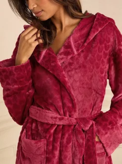 Love & Roses Red Heart Tipped Cosy Dressing Gown