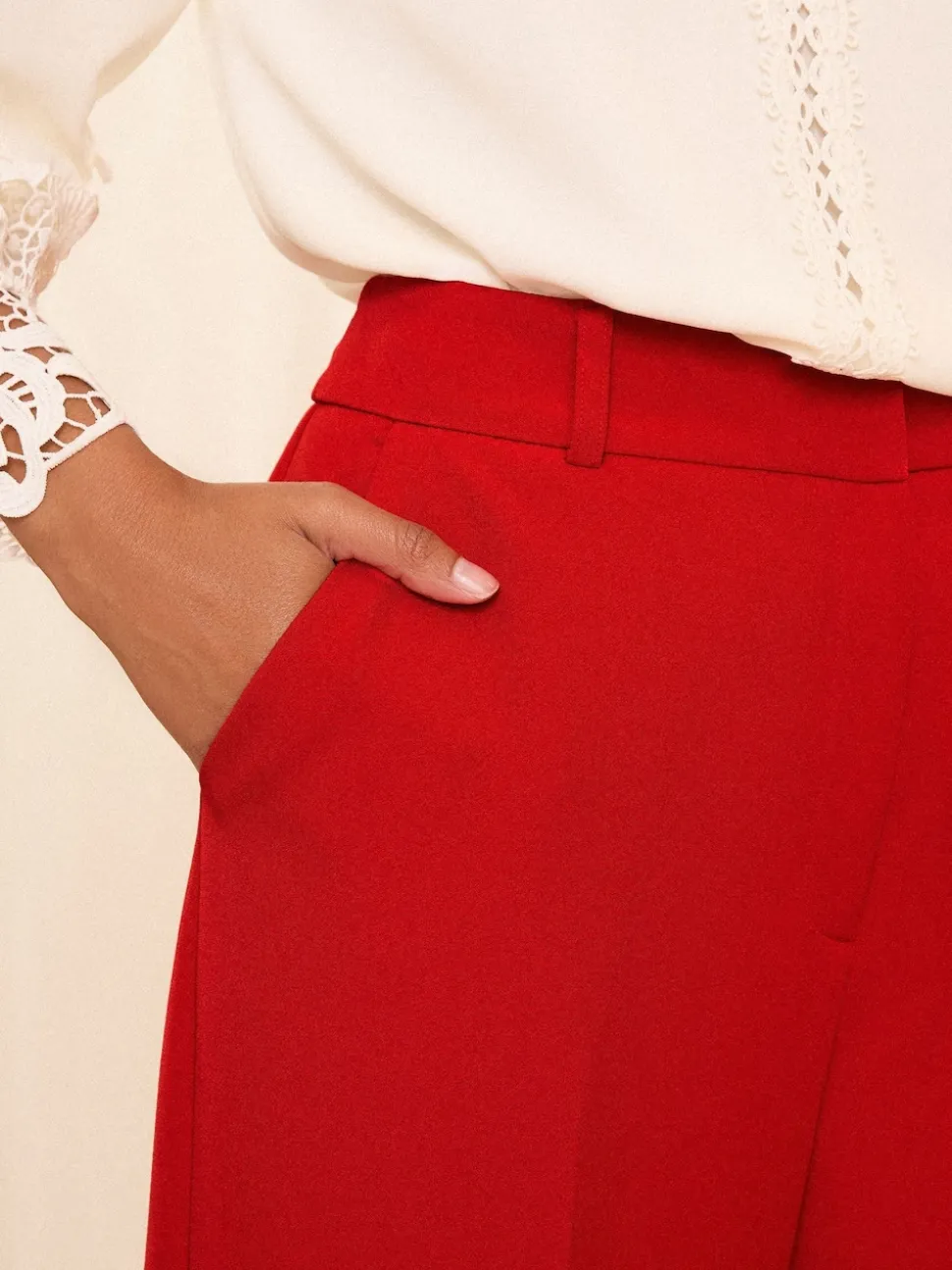 Love & Roses Red Wide Leg Trousers