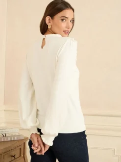Love & Roses White Lace Yoke Knitted Jumper