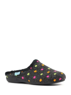 Lunar Black Peanut Polka Dot Mule Slippers