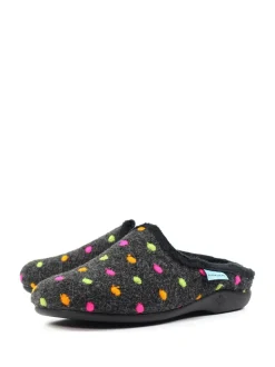 Lunar Black Peanut Polka Dot Mule Slippers