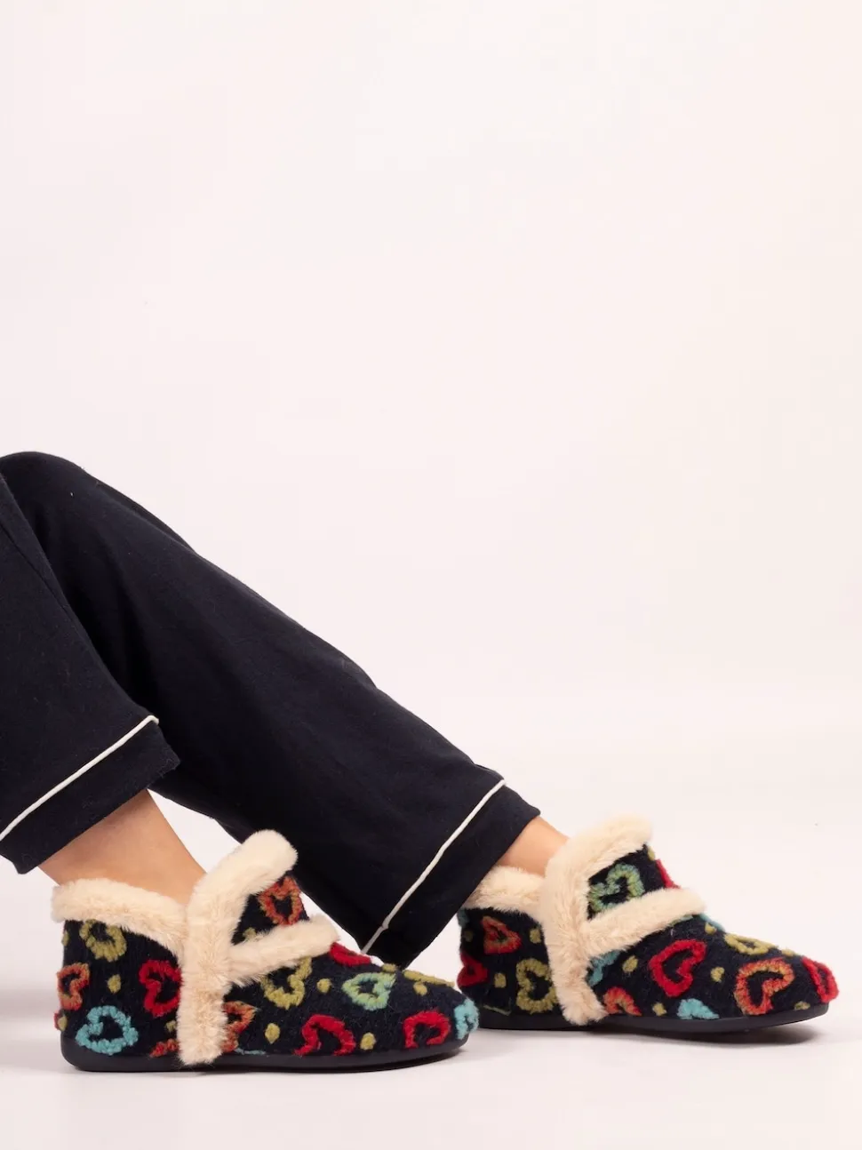 Lunar Blue Angel Heart Detail Bootie Slippers
