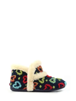 Lunar Blue Angel Heart Detail Bootie Slippers