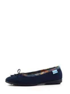 Lunar Blue Bow Tartan Trim Pump Slippers
