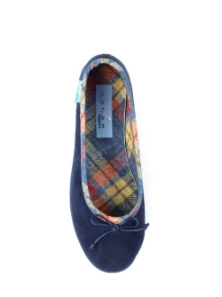 Lunar Blue Bow Tartan Trim Pump Slippers