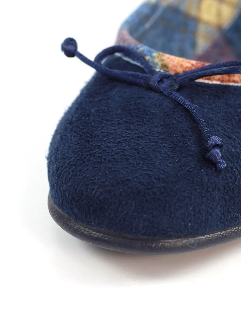 Lunar Blue Bow Tartan Trim Pump Slippers
