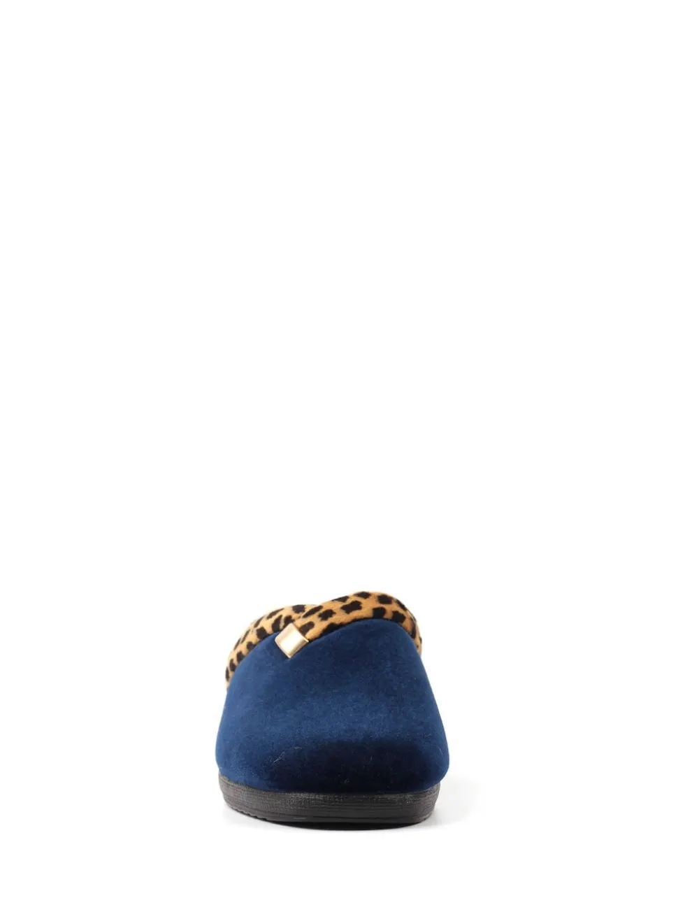Lunar Blue Michelle Animal Print Trim Wedged Mule Slippers