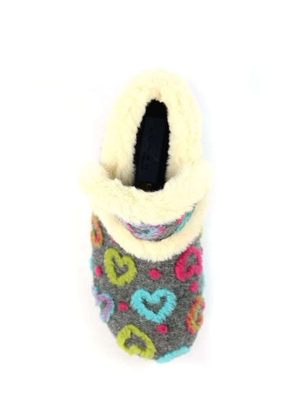 Lunar Grey Angel Heart Detail Bootie Slippers