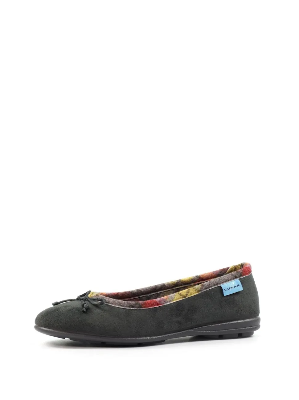 Lunar Grey Bow Tartan Trim Pump Slippers