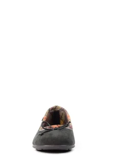 Lunar Grey Bow Tartan Trim Pump Slippers