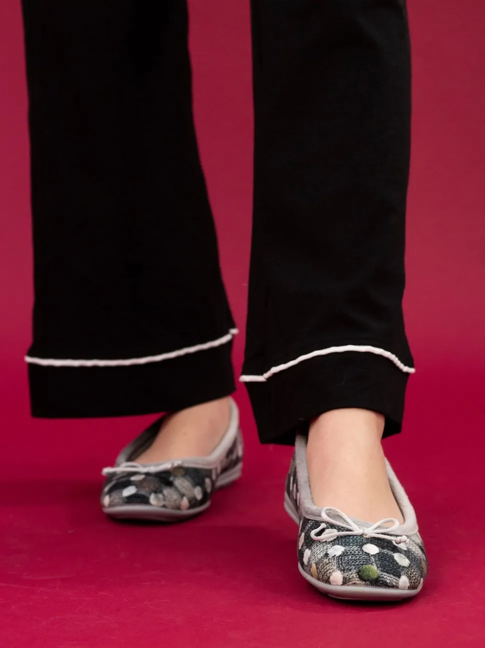 Lunar Grey Ladies Ballerina Slippers