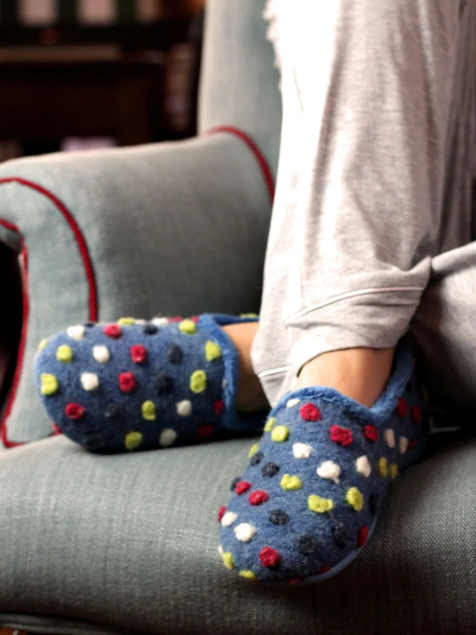 Lunar Light Blue Helix with Multi Spots Slippers