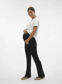 Mamalicious Black Maternity Jersey Flared Leggings