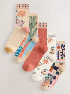 Marrakesh Mix Print Ankle Socks 5 Pack