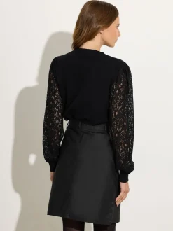 M&Co Black Coated A-Line Skirt