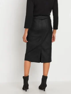 M&Co Black Coated Midi Skirt