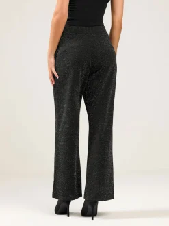 M&Co Black Petite Metallic Wide Leg Trousers