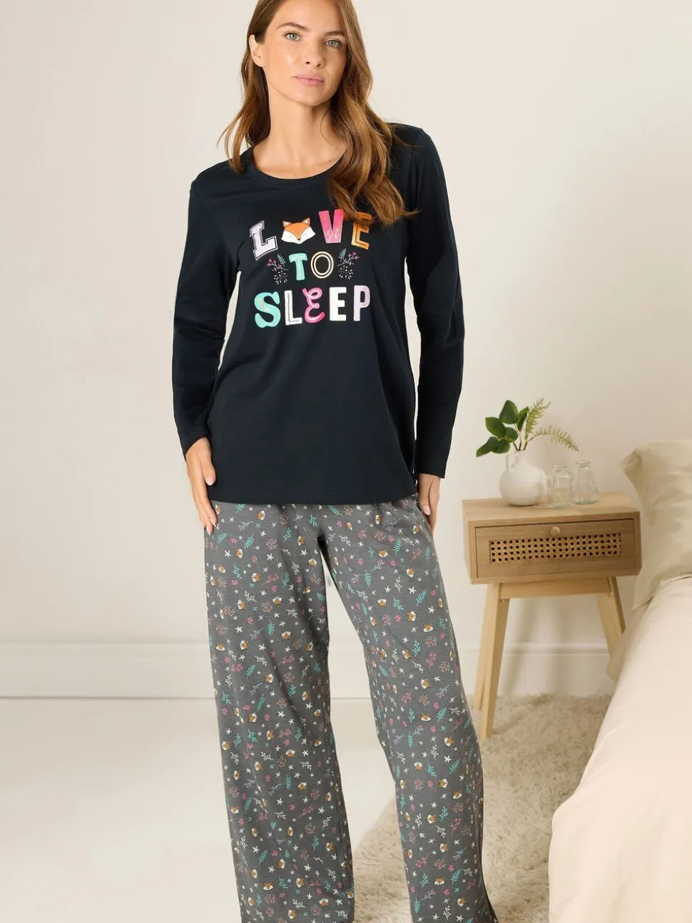 M&Co Blue Love To Sleep Long Sleeve Wide Leg PJ Set