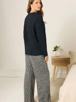 M&Co Blue Love To Sleep Long Sleeve Wide Leg PJ Set